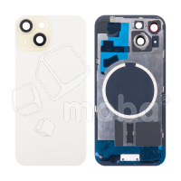 Задняя крышка для iPhone 15 (A3090) в сборе со стеклом камеры Желтый (стекло, монолит, MagSafe, логотип) - Премиум