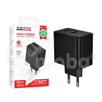 Сетевое зарядное устройство USB/Type-C Borofone BAS17A (65W, QC3.0, PD, 2 порта) Черный
