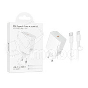 Сетевое зарядное устройство Type-C Hoco C162A (40W, PD, кабель Type-C-Type-C) Белый