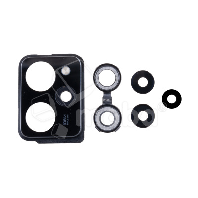 Стекло камеры для Xiaomi Poco X5 Pro 5G (22101320G) в сборе с рамкой Черный