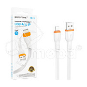 Кабель USB - Lightning Borofone BX118 (2.4A, плоский) Белый
