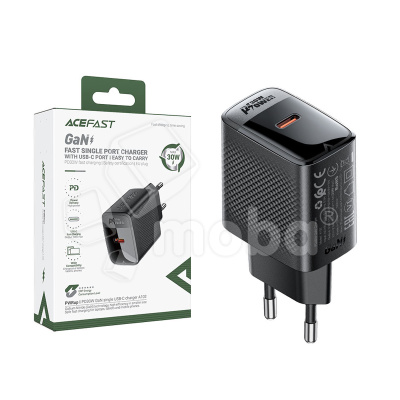 Сетевое зарядное устройство Type-C Acefast A102 (30W, PD, GaN) Черный