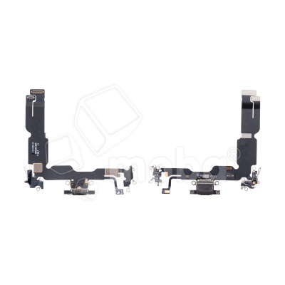 Шлейф для iPhone 15 Plus (A3094) на системный разъем/микрофон Черный - Премиум
