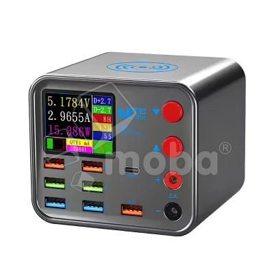 Зарядная станция MaAnt DianBa No.1 (200W, 8 портов, 6USB1.0/USB-QC3.0/Type-C-PD, Qi 10W, LCD)