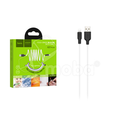 Кабель USB - Lightning Hoco X21 Plus (2.4A, силикон, термостойкий) Белый