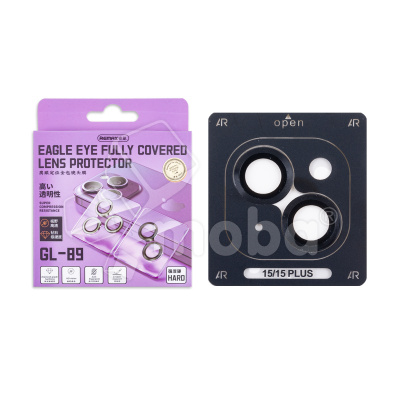 Защитное стекло линзы камеры Remax GL-89 для iPhone 15/15 Plus (комплект 2 шт.) Черный