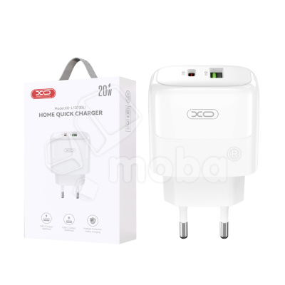 Сетевое зарядное устройство USB/Type-C XO L137 (20W, QС3.0, PD, 2 порта) Белый