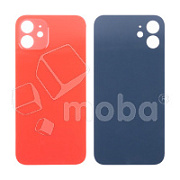 Задняя крышка для iPhone 12 (A2403) Красный (стекло, монолит, широкий вырез под камеру, логотип) - Премиум